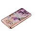 Huawei Honor 6X Case Cover with Free Black Stylus Pen,Leeook Luxury Elegant Beautiful Floral Purple Rose Flower Electroplate Plating Frame Crystal Soft Gel Silicone TPU Case Cover Bumper for Huawei Honor 6X