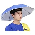 Nikou Head Umbrella Hats, 65cm Outdoor Sun Rain Protection with Elastic Bands Portable Mini Folding Hat Umbrella for Golf, Fishing, Gardening (Royal Blue)