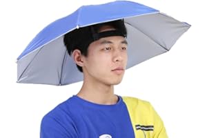 Nikou 65cm Headwear Head Hats Outdoor Sun Fishing Umbrella, Mounted Top Folding Hat Umbrella, Camouflage, Königsblau