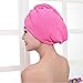 Koly Women's Microfiber Bath Towel Hair Dry Hat Cap Quick Drying Shower Caps (Hot pink)