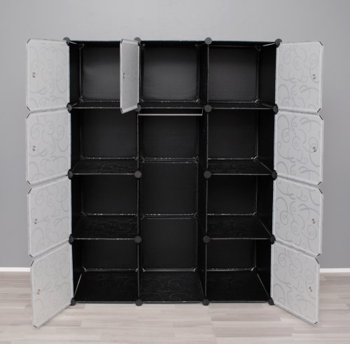 ts-ideen-Armoire--vtements-Meuble-de-rangement-Entre-chambre-salle-de-bains-Noirblanc-transparent