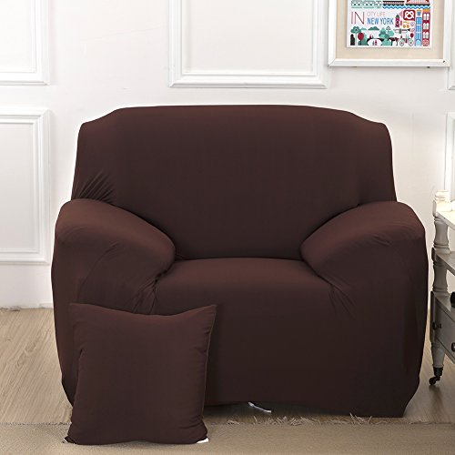 Stretch Sofahusse Sofabezug Sesselbezug Sofaüberwurf Armchair Cover für 1/2 Sitzer LianLe (2 Sitzer 145-185cm, Kaffee) - 4