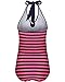 The Essential One - Stripe Maternity Swimsuit - Coral Navy - 12 - EOM127