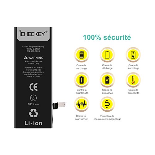 ICHECKEY batterie pour iphone 6 de lithium-ion en set batterie rechargeable haut capacit   Kit d outils compatible avez iPhone 6 outils  manuel du produit  carte de garantie inclus