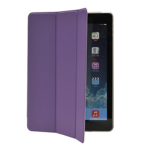 Apexel Drei zusammenklappbar Ultrathin Smart Cover Case mit durchscheinend Back Cover und Eingabestift für iPad Air 2 – Schwarz _ P Violett violett 24.2*17.2*1.3 - 3