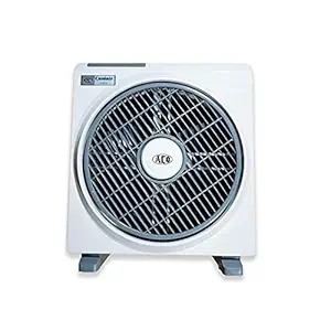 ACO CoolAir High Speed Table Box Fan for Home and Office with Rotating Grill | Low Power Consumption | Anti Rust Body (White-Grey)