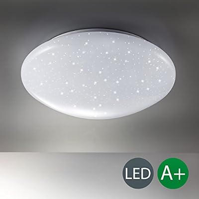B.K.Licht Plafonnier LED 12 W | Plafonnier 4000 K 1.200lm | rond avec ciel étoilé pailletes | Blanc | Lampe Salon IP 20 | économie d'énergie Lampe 1 ampoule