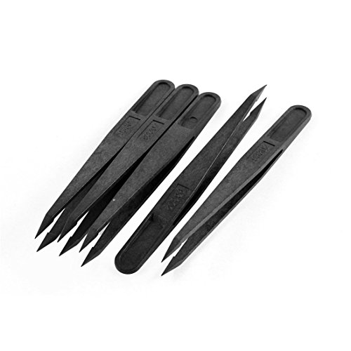 Spitz zulaufend Spitze Anti-Statik-Gerade Kunststoff-Pinzette Schwarz 5 Stück - 2