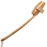 Back Brush / Back Scrubber / Bath Brush - Natural Bristles and Long Handle - Luxurious Curved Wooden Shower Brush - Excellent for Soothing Skin Cleansing, Dry Brushing, & Gentle Exfoliating - Makes a Great Gift
