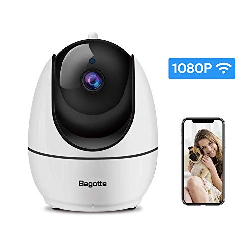 Bagotte 1080P Cámara IP WiFi, Cámara de Vigilancia WiFi Interior FHD con Visión Nocturna, con Ap Hotspot,Detección de Movimiento, Alarma Email, Audio de 2 Vías, Compatible con iOS, Android