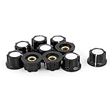 Contenido del paquete: 10 x La tapa de perilla de control del potenciómetro ; principal Color: Negro, Plata tono
