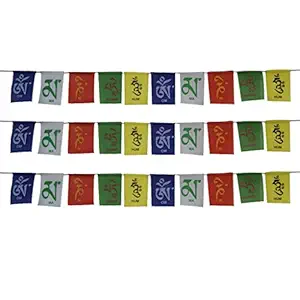 Divya Mantra Tibetan Flag for Wall Decoration Accessories All Latest Prayer Flags Interior Mirror Decorative Car Hanging Decor Buddha Royal Bike Accessory X-Large Set of 3 - Multicolour