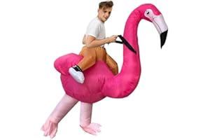 REWIAR Inflatable Flamingo Costume Riding T-Rex Air Blowing up Funny Fancy Dress Party Halloween Costume