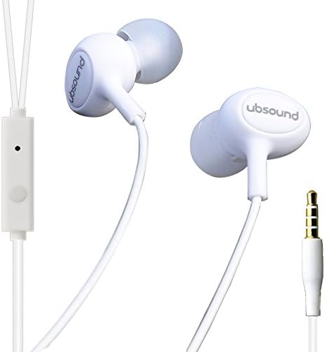 UBSOUND Smarter PRO - Premium Ergonomic HD In-Ear Earphones (IEM) with Microphone - Standard 3.5mm jack - Lightweight &amp; soft-touch - Tangle-free wire - 2 year warranty - WHITE