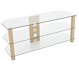  Rey Premium Soporte de TV de Cristal con Efecto de Madera Patas y gestión de Cables para HD Plasma LCD LED Curvado OLED televisores