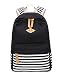 Produktbild Canvas Vintage Bunten Streifen Polka Dot Schultasche für Jugend Teenager Mädchen jungen lässig Daypack Schultertasche Rucksack Schwarz