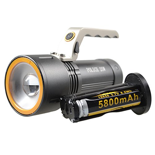 Akku Taschenlampe Police 25W LED High-Power Suchscheinwerfer inkl. 18650 Li-Ion Akkus, Ladegerät u. KFZ-Ladekabel - 4