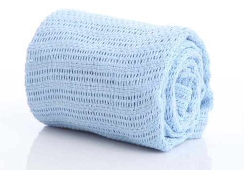Baby Cellular Cotton Shawl Blanket for Swaddling, Moses Basket, Crib, Pram - Blue by Really Useful Stuff