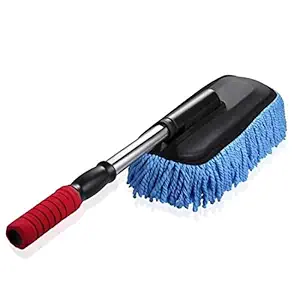 Deejay Microfiber Car Cleaning Brush Ideal as Mop Duster, Washing Brush with Long Handle, Dust Cleaner Car Wash Brush with Handle, Multipurpose Cleaner - Expandable Handle Blue car duster