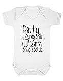 Party My Crib 2am Bring A Bottle Baby Boy Girl Unisex Short Sleeve Bodysuit (White, 0-3m)