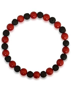 Koralle Armband, natürlich, rund, 7mm, mit Lava