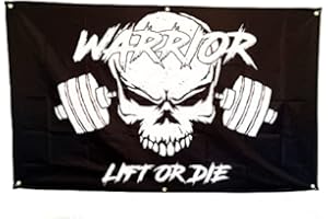 WARRIOR POWERLIFTING GEAR Drapeau Warrior Gear : Lift or Die - Décoration chambre - drapeau homegym