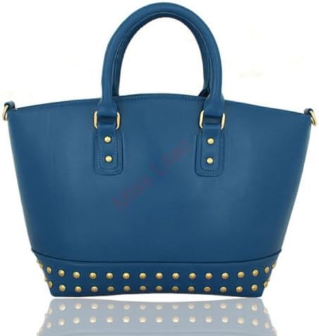 x1251 Oversized Womens Faux Leather Studed Bag Tote Shopper Satchel Handbag (x1251-Teal)