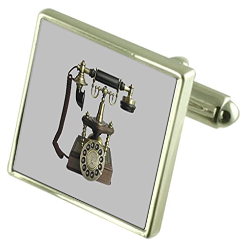 Preisvergleich Produktbild Antike Telefon Sterling Silber Manschettenknöpfe graviert Box Optional