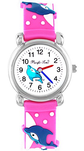 Pacific Time Kinder-Armbanduhr farbige Zeiger Kinderuhr Mädchenuhr Delfin Kinder Armbanduhr Mädchen Analog Uhr Quarz rosa weiss blau 21551 Pacific Time Kinder-Armbanduhr farbige Zeiger Kinderuhr Mädchenuhr Delfin Kinder Armbanduhr Mädchen Analog Uhr Quarz rosa weiss blau 21551