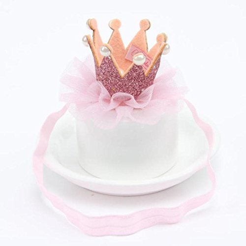 Rosennie Girl Head Accessories Hairband Baby Elastic Flower Crown Head Wear (Pink)