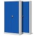 Produktbild 2er Set Aktenschrank C001 Metallschrank Stahlschrank Stahlblech Werkzeugschrank Büroschrank Schrank Universalschrank Flügeltürschrank 195 cm x 90 cm x 40 cm (grau/blau)