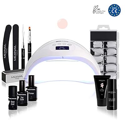 Plastimea Kit vernis semi permanent extension d'ongles ✦ Vernis à ongles & Lampe UV/LED 48W Sunshine - Coffret construction Polygel - Cruelty free ✦ Méanail Paris