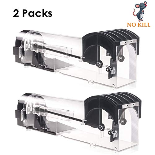 Laxus Piège à Rats, 2 Packs Piège à Souris Humain en Plastique avec Trou d'air, No Kill Les Souris, Plastique Dur écologique, piège à rongeurs réutilisable pour Les Jardins familiaux