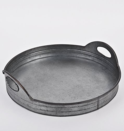 Tablett rund Industrie Vintage Design Metall 10x40x40cm grau