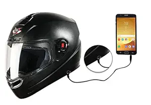 Steelbird SBA-1 7Wings HF Dashing Full Face Helmet with Plain Visor and Detachable Hands-free Device (Regular FIT Large 600MM, Black), ABS and Expanded Polystyrene