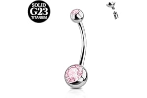 FunZing Titanio Piercing ombelico argento 6mm 8mm 10mm 12mm 14mm 16mm bar lunghezza piercing ombelico titanio donne 1 pezzo 14G solido titanio Piercing ombelico rosa blu CZ anelli ombelico
