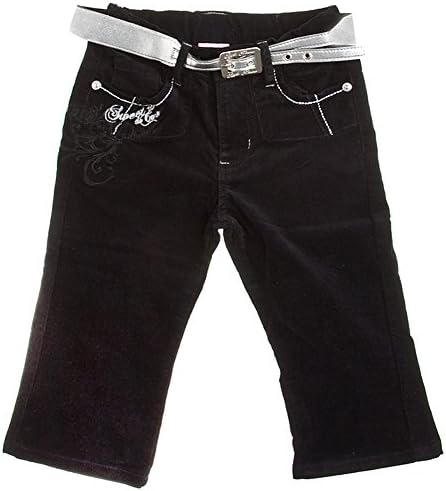 PaCINO stiefelhose fille velours côtelé avec ceinture (noir) - Noir - 10 ans
