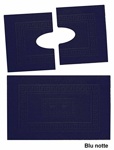 Casatessile Set 3 alfombras de Esponja de baño. 1 60X90 cm + 2 wcredonda 60x45 cm. Torino - BLU Notte
