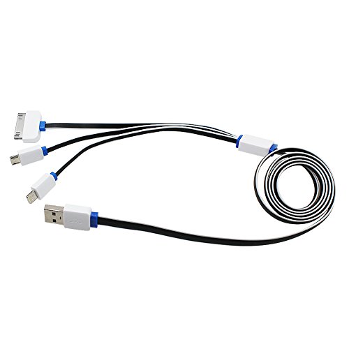 USB Kabel, 3 in 1 Multi Universal USB-Ladekabel anzupassen Kabel für iPhone5 5S 6 6S Plus iPad 4 5 Air Pro Mini 2 3 4, iPhone 4 4S, Samsung, HTC, LG G3 G4, Energien-Bank und anderen Android Phone (schwarz) - 4