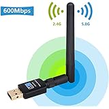 Dual Band WLAN USB Adapter, Usmain 600Mbps USB WiFi Adapter, 11AC WiFi Dongle with 2.4G/150Mbps+5G/433Mbps, 802.11n/g/B/a/ac Antenna Network WLAN Stick for Windows 10/8/7 and Mac OS