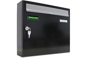 AL Briefkastensysteme Basic 1er Briefkasten RAL 7016 Anthrazit Grau/Einwurfklappe RAL 9006 Weiß Aluminium 1 Fach DIN A4 wetterfest mit Posthaltebügel und 2 Namensschildern