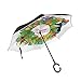 Produktbild COOSUN Tropical Island Hummingbirds Wort Auf Kranz Double Layer Inverted Regenschirm Reverse-Regenschirm für Auto-und Außeneinsatz Regen windundurchlässiger wasserdichtes UV-Schutz Big gerades Regen