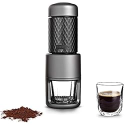 Machine à Expresso Manuelle Portative STARESSO Mini Espresso Machine Portable Cappuccino Quick Cold Brew Tout-en-Un Machine Cafetière Italienne pour Domicile Bureau Voyage Camping et Randonnée Noir