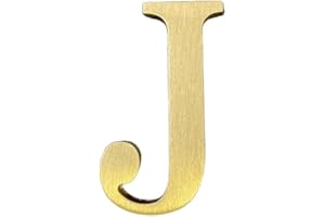 BWRMHME Letra J autoadhesiva de latón macizo de 1.77 pulgadas de altura, calcomanía de pared, números de buzón dorados, números de dirección de casa, nombre de estudio de tienda, combinación de bricolaje para