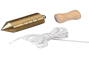 Alyco 197936 – Fil à plomb en acier zingué de 1000 gr noix de bois et 5 m de corde en nylon