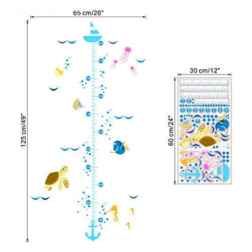Preisvergleich Produktbild S`good messlatte kindCartoon Unterwasser Höhe Maßnahme Fisch Blase Boot Wandaufkleber Für Kinderzimmer Wandtattoos Kunst Kindergarten Messlatte Wandbild