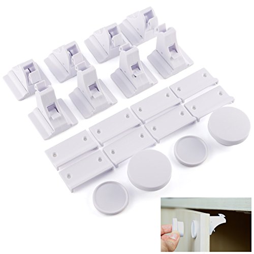 8 Magnetic Locks + 2 Keys Lock Door Drawer Cabinet Cupboard Fridge Safety Baby/Child