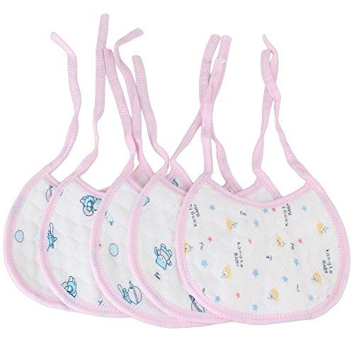 Pink Baby Boy Girl Toddler Infant Soft Cotton Burp Cloth Bibs Oval Waterproof Saliva Towel Pack of 5