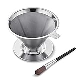 【MIT EXTRA VERSTÄRKTEM SOCKEL】The Edelstahl-Filter wurde einer umfangreichen Marktforschung unterzogen. Er beinhaltet erhebliche Verbesserungen, um die meisten Mängel der auf dem Markt verfügbaren Filter zu beseitigen. Hergestellt aus feinstem Edelstahl, ist das Gewebe haltbarer und kann mit perfekter Geschwindigkeit gebrüht werden; der Sockel bleibt stabil, ohne zu brechen, ist robuster als jedes andere Edelstahlsieb auf dem Markt.