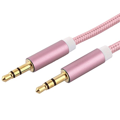 sourcingmap® 2Stk Auto Nylon 3,5mm Außen zu Außen Audio Kabel Silber Rosa Golden 3,3ft - 3
